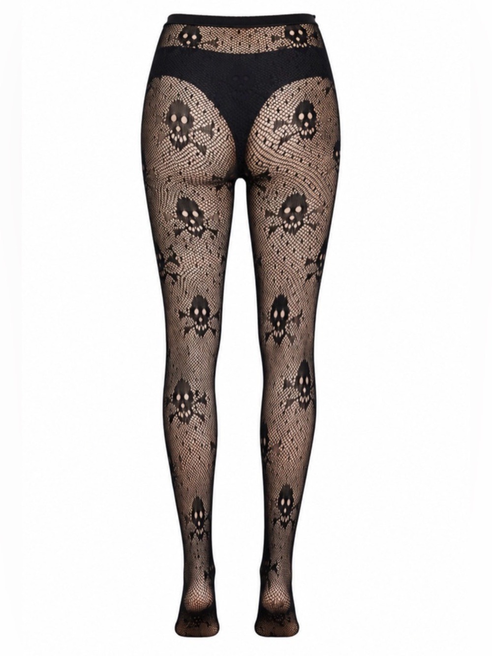 NWT Skull & Crossbones Fishnet Tights | One Size | Gothic Alt Punk Halloween - Picture 7 of 7